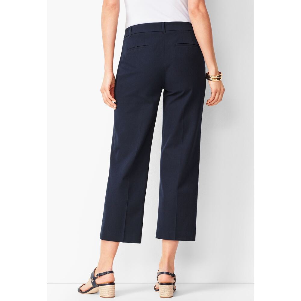 Talbots Womens 6 Navy Blue Bi Stretch High Waist Chelsea Crop Pants Cotton